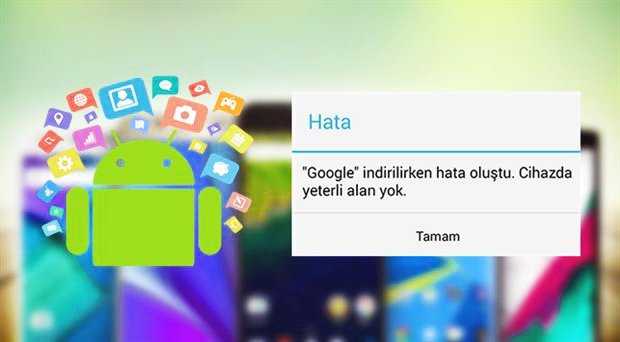 yeterli depolama alanı yok hatası çözümü