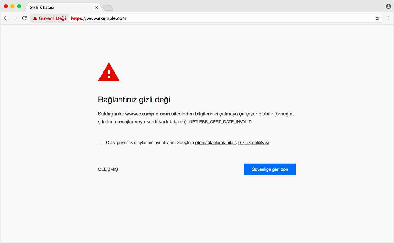 bağlantınız gizli değil hatası