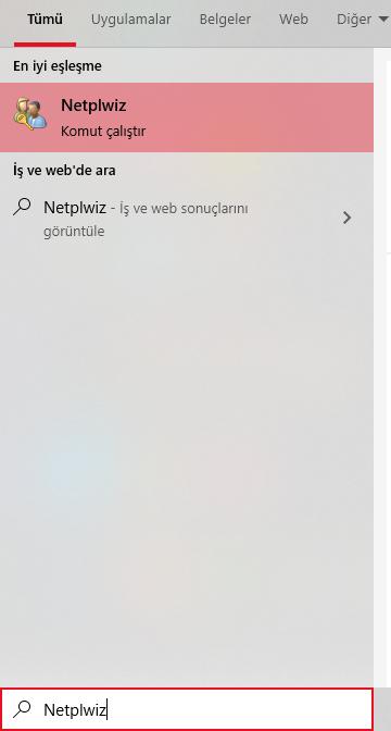 Windows 10 Parola kaldırma