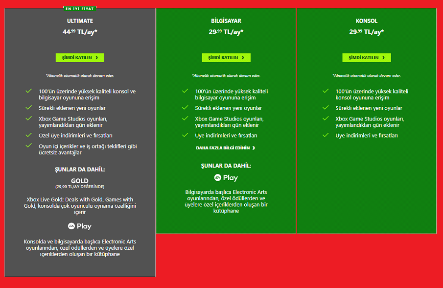 x-box game pass ücretleri